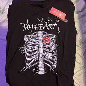 This is a black graphic shirt